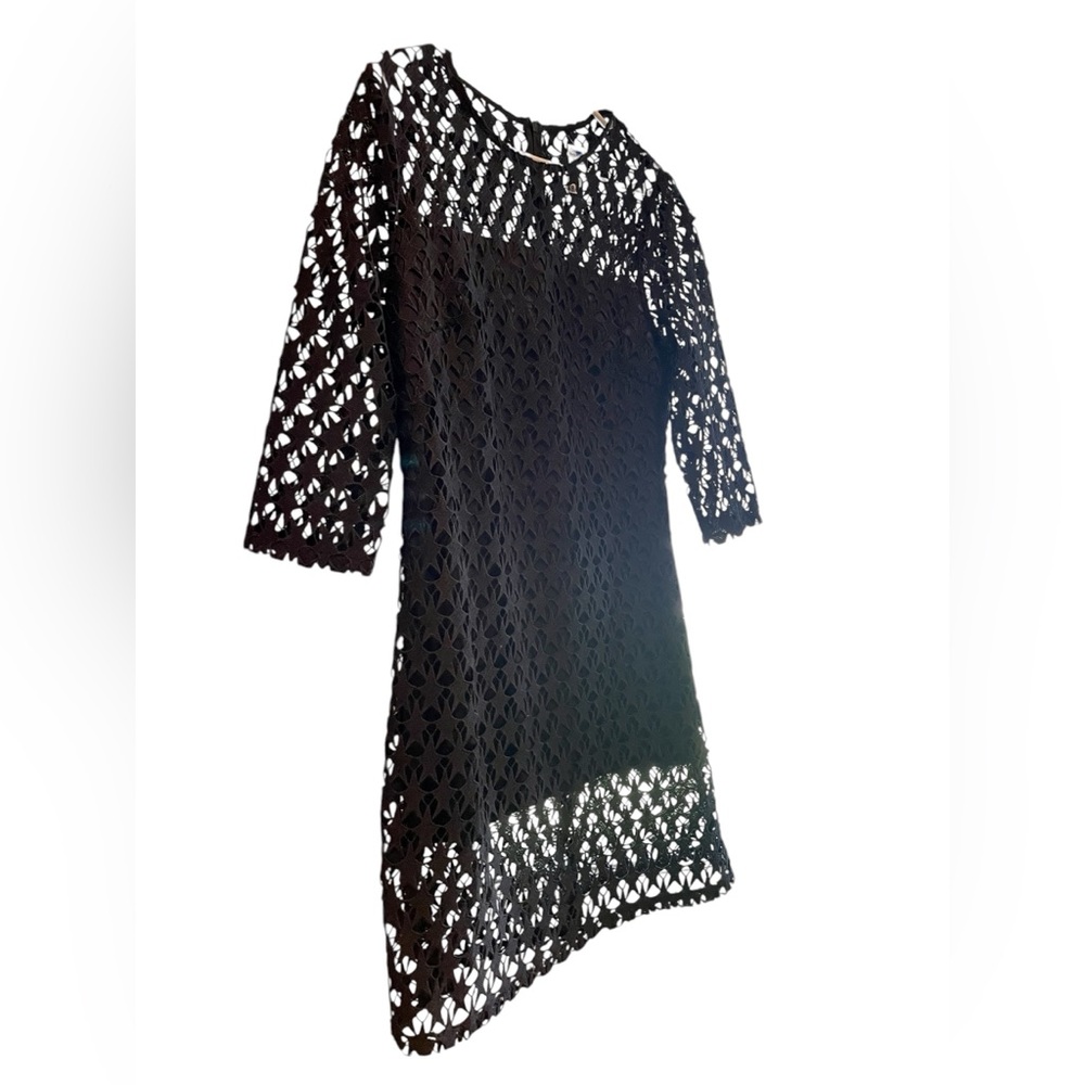 Liquorish Black Lace Mini Dress with Star Pattern. Size L. NWT.